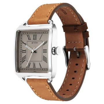 Titan Retro Revive Quartz Analog White Dial Leather Strap for Men