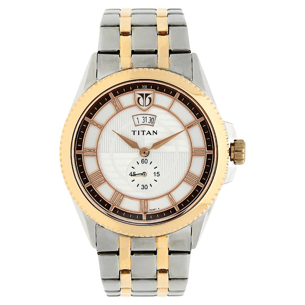 Buy Online Titan Quartz Analog with Date Silver Dial Stainless