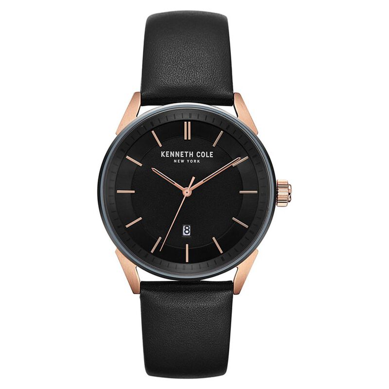 Kenneth Cole Quartz Analog with Date Grey Dial Leather Strap Watch for Men