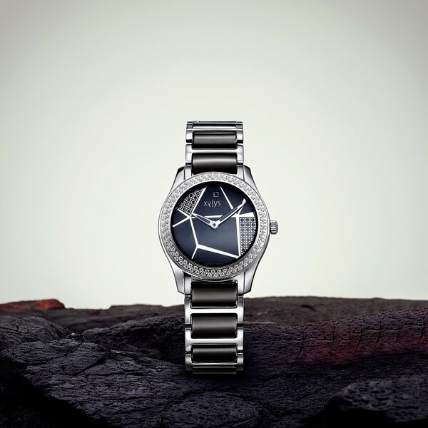 Xylys Shimmer Swiss Analog Steel & Ceramic Mother of Pearl Black Dial Watch for Women - image number 5