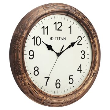 Titan Wooden Wall Clock with flame treated case White Dial Silent Sweep Technology - 35.5 cm x 35.5 cm (Medium)