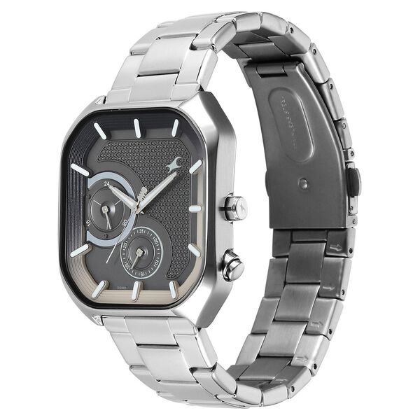 Fastrack Groove Multifunction Anthracite Dial Metal Strap Guy's Watch with Lume indices - image number 4