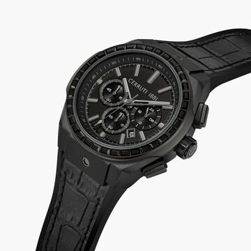 Cerruti 1881 Quartz Chronograph Black Dial Black Silicone Strap Watch For Men