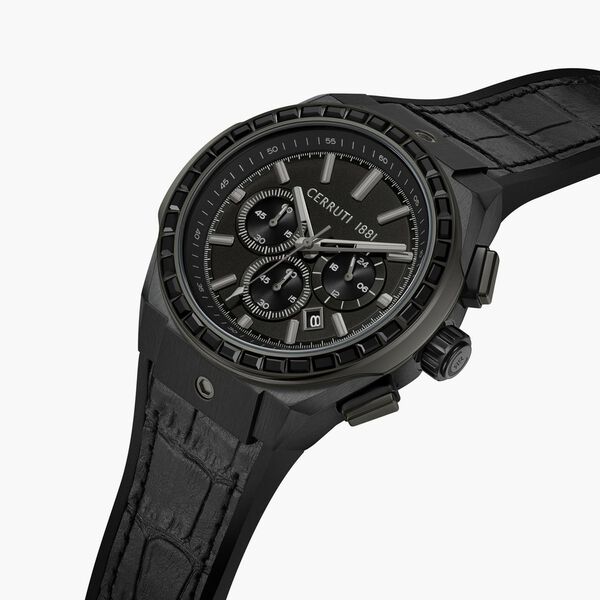 Cerruti 1881 Quartz Chronograph Black Dial Black Silicone Strap Watch For Men - image number 3