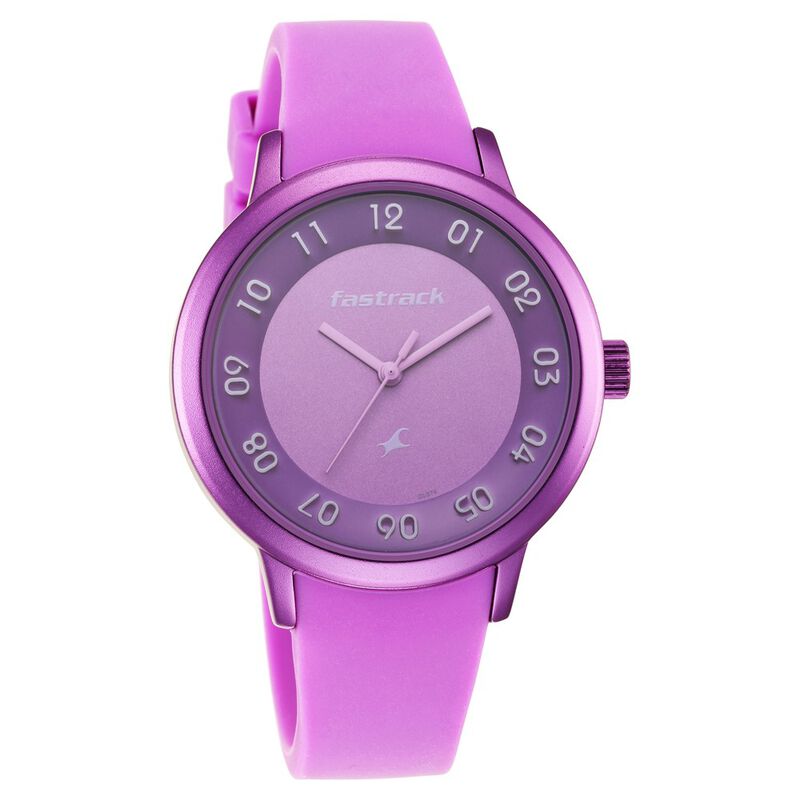 Pop Colours Purple Dial Silicone Strap Watch for Girls - image number 1