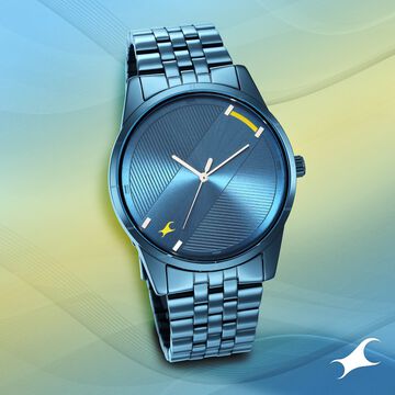 Fastrack Stunners Quartz Analog Blue Dial Metal Strap Watch for Guys