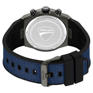 Ducati Quartz Chronograph Blue Dial Black Silicone Strap Watch For Men