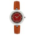 Titan Quartz Analog Red Dial Leather Strap Watch for Women