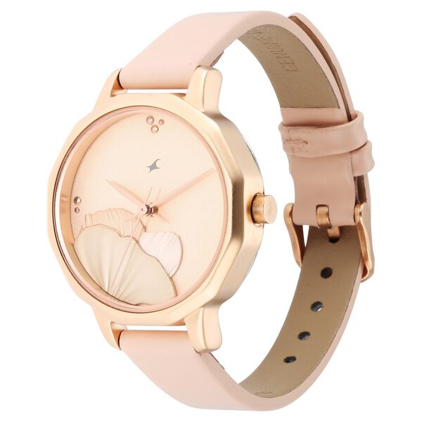 Fastrack Uptown Retreat Quartz Analog Rose Gold Dial Leather Strap Watch for Girls - image number 3