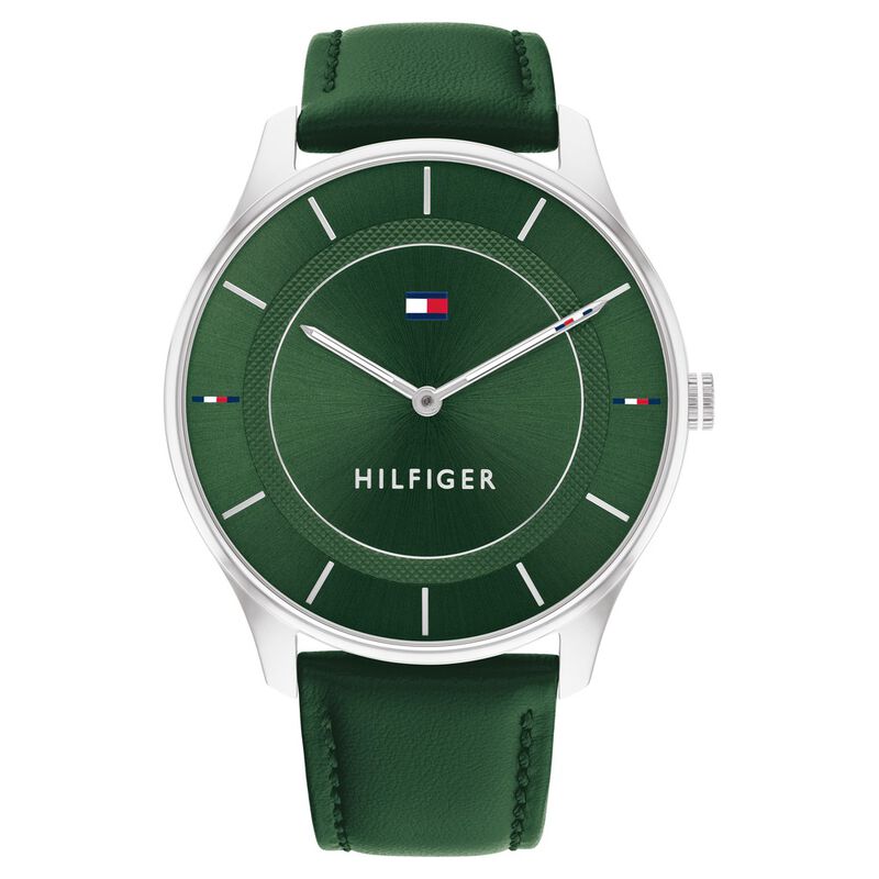 Tommy Hilfiger Quartz Analog Green Dial Leather Strap Watch for Women - image number 0