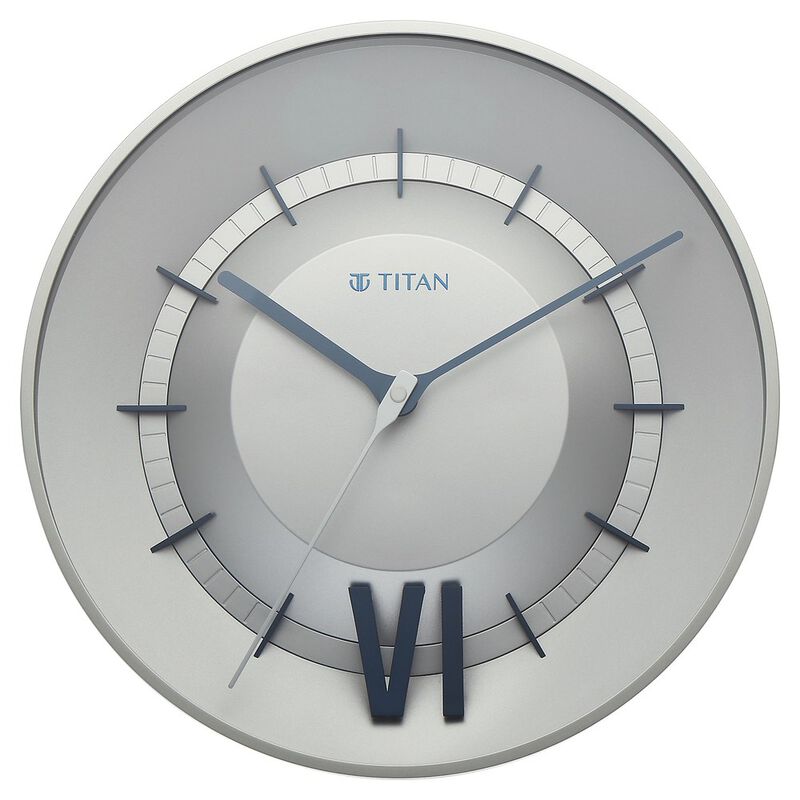 Buy Online Titan Contemporary Wall Clock with Silver Dial Silent Sweep Technology 32 cm x 32