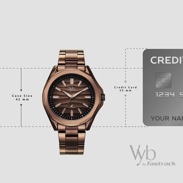 Vyb Drift By Fastrack Quartz Analog Brown Dial Brown Stainless Steel Strap Watch For Guys