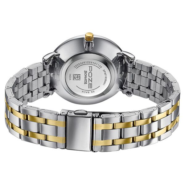 Poze By Sonata Quartz Analog Pink Dial Two Toned Stainless Steel Strap Watch For Women - image number 6