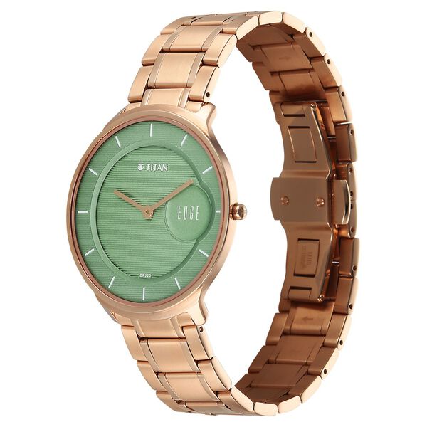 Titan Edge Murals Quartz Analog Green Dial Stainless Steel Strap Watch For Men - image number 3