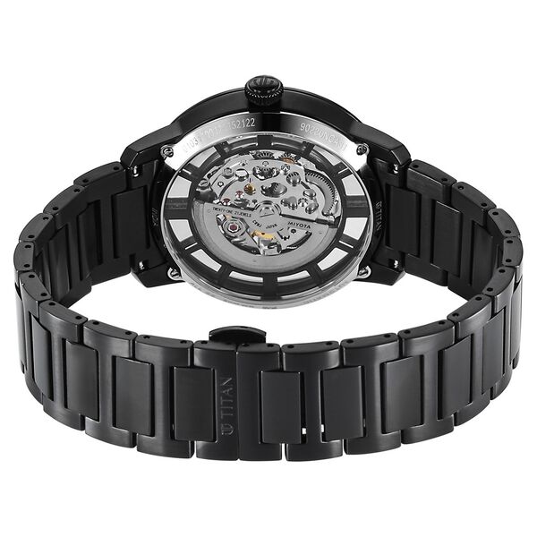 Titan See-Through Skeletal Automatic Analog with Black Dial Black Stainless Steel Strap Watch for Men - image number 3