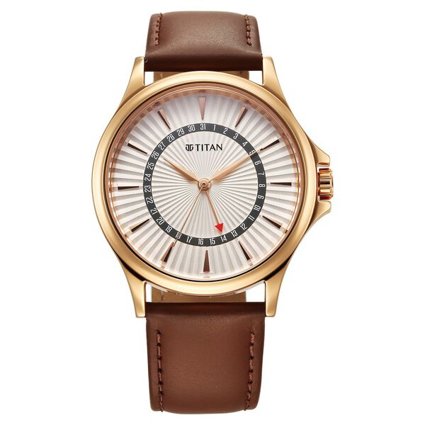 Titan Karishma Quartz Analog with Date Silver Dial Leather Strap Watch For Men - image number 0