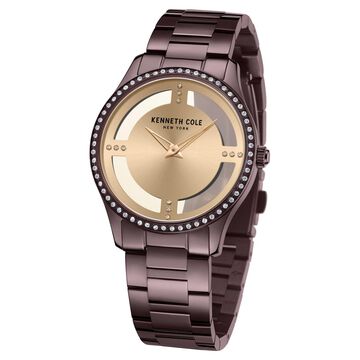 Kenneth Cole Quartz Analog Silver Dial Brown Stainless Steel Strap Watch For Women