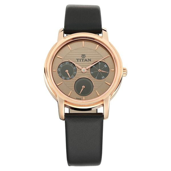 Titan Workwear Brown Dial Quartz Multifunction Leather Strap watch for Women - image number 0