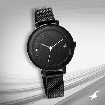 Fastrack Younique Quartz Analog Black Dial Stainless Steel Strap Watch for Girls