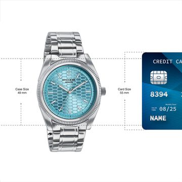 Poze By Sonata Quartz Analog Blue Dial Silver Metal Strap Watch For Men