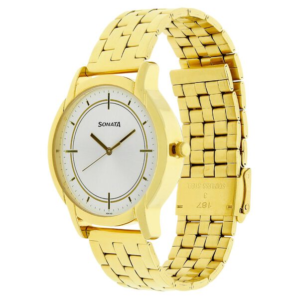 Sonata Quartz Analog Silver Dial Stainless Steel Strap Watch for Men - image number 1