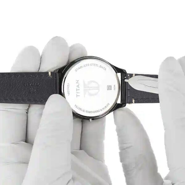 24 mm Black Genuine Leather Straps for Men - image number 5