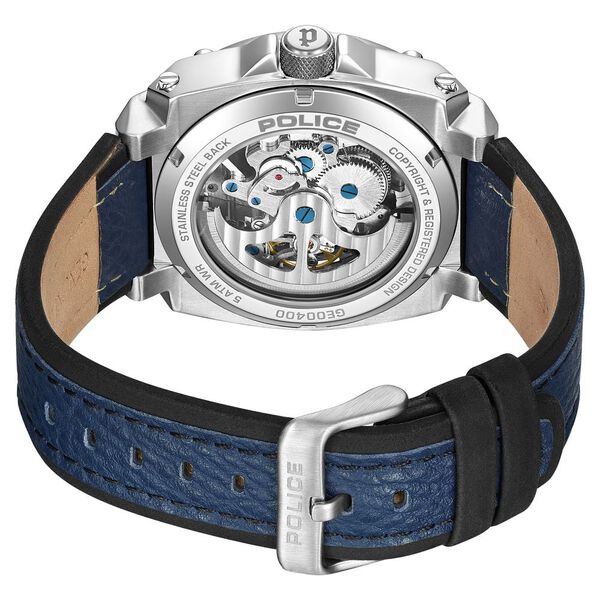 Buy Online Police Automatic Blue Dial Blue Leather Strap Watch For Men ...