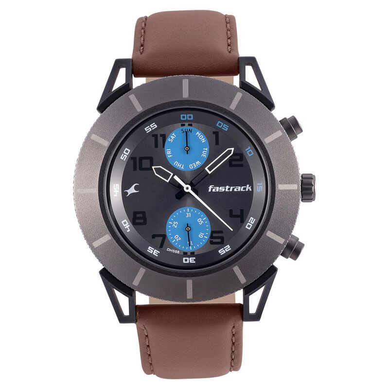 Fastrack Quartz Analog Anthracite Dial Leather Strap Watch for Guys - image number 1