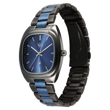 Fastrack Vyb Aviator Quartz Analog Blue Dial Metal Strap Watch For Guys