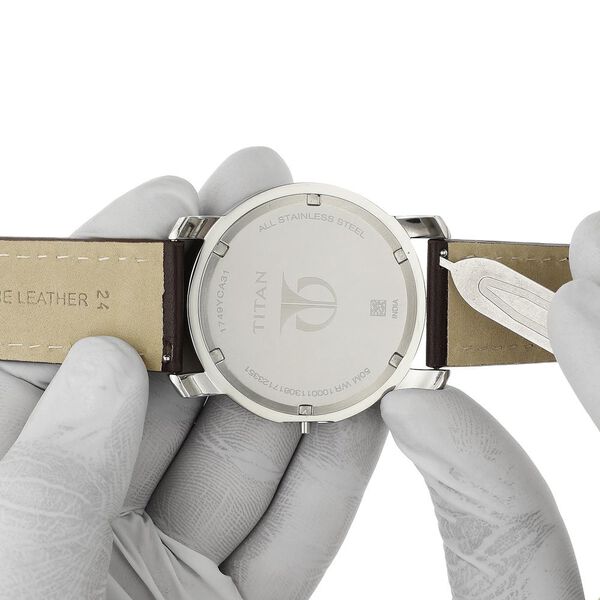 24 mm Brown Genuine Leather Strap for Men - image number 6