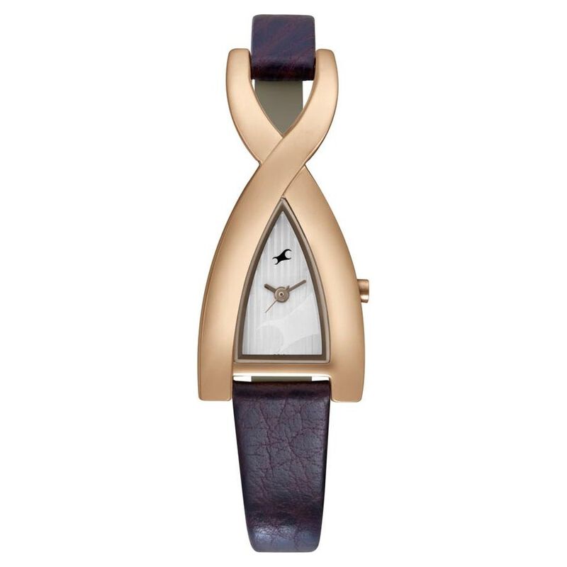 Fastrack Quartz Analog Silver Dial Leather Strap Watch for Girls