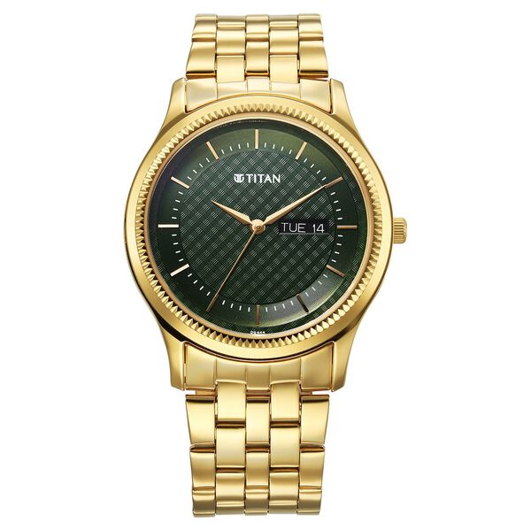 Titan Karishma Quartz Analog with Day and Date Green Dial Stainless Steel Strap Watch For Men - image number 0