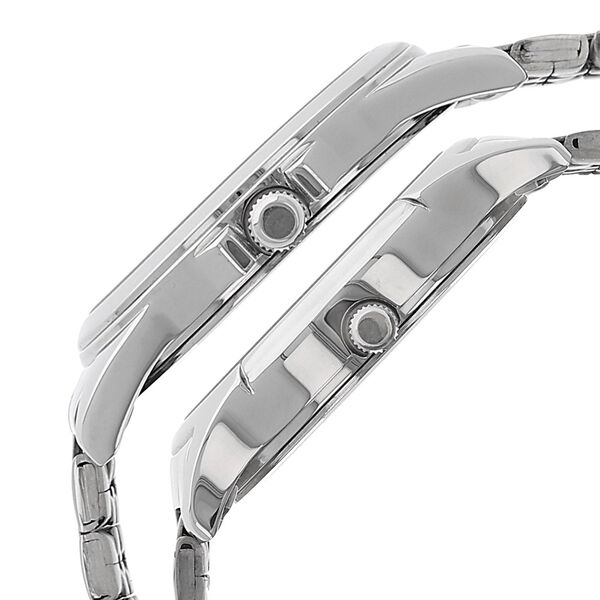 Titan Quartz Analog with Day and Date Silver Dial Stainless Steel Strap Watch for Couple - image number 2