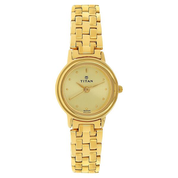Titan Quartz Analog Golden Dial Stainless Steel Strap Watch for Women - image number 0
