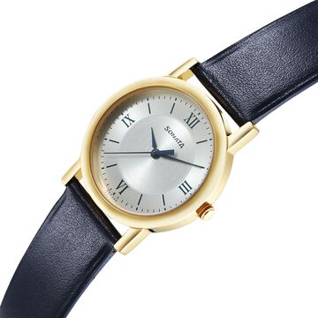 Sonata Classic Quartz Analog Silver Dial Blue Leather Strap Watch for Men
