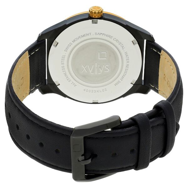 Xylys Swiss Analog with Day Date Black Leather Strap Black Dial Watch For Men - image number 4