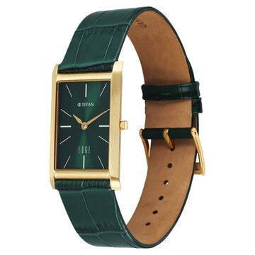 Titan Edge Monture Quartz Analog Green Dial Green Leather Strap Watch For Men