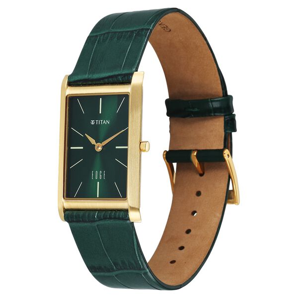 Titan Edge Monture Quartz Analog Green Dial Green Leather Strap Watch For Men - image number 2