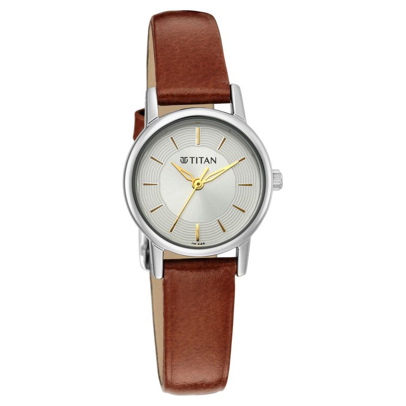 Titan Quartz Analog Silver Dial Leather Strap Watch for Women - image number 0