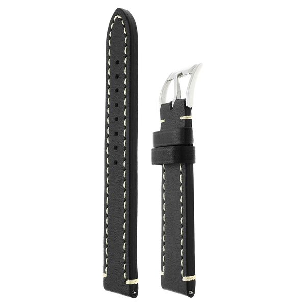 22 mm Black Genuine Leather Straps for Men - image number 2