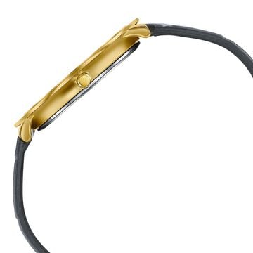 Sonata Sleek Champagne Dial Gold-Tone Leather Strap Watch