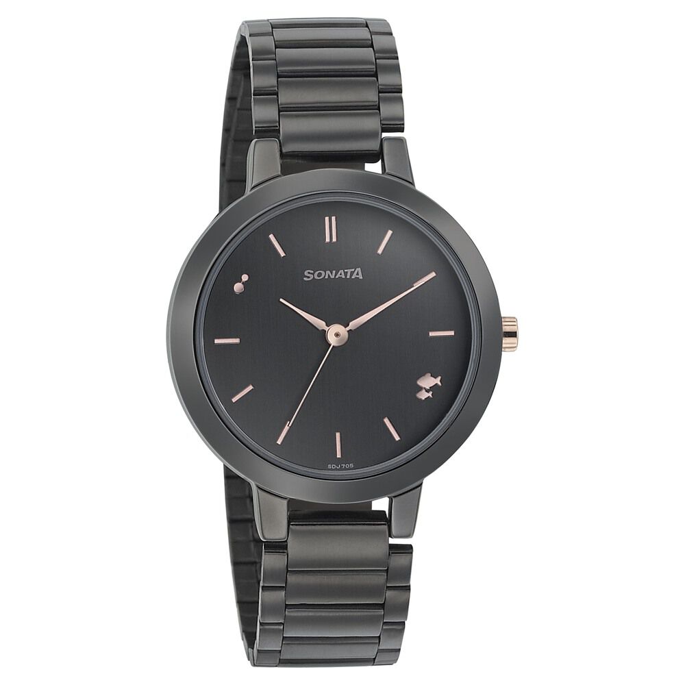 Buy Online Sonata Play Anthracite Dial Women Watch With Stainless