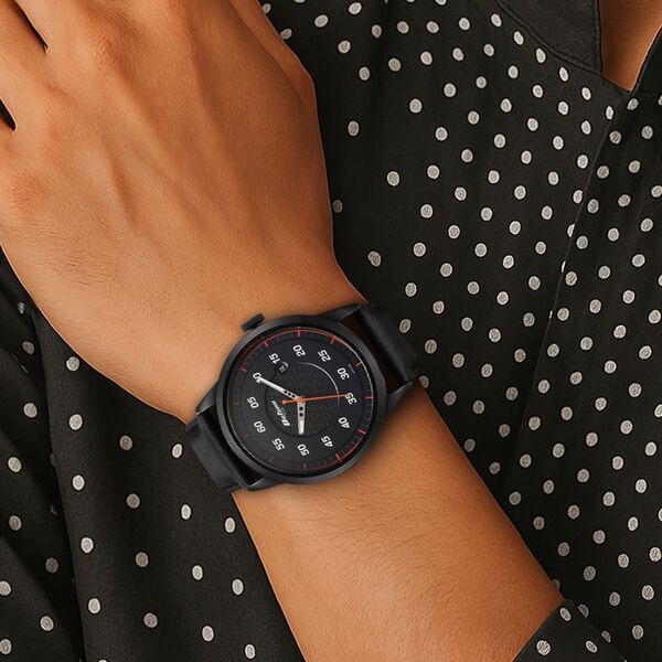 Titan Octane Quartz Analog with Date Black Dial With Black Leather Strap Watch For Men - image number 4
