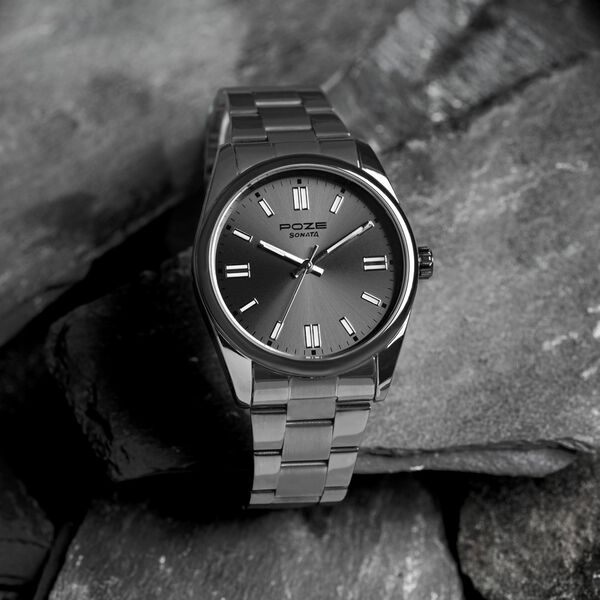 Sonata Poze Quartz Analog Grey Dial Grey Stainless Steel Strap Watch For Men - image number 0