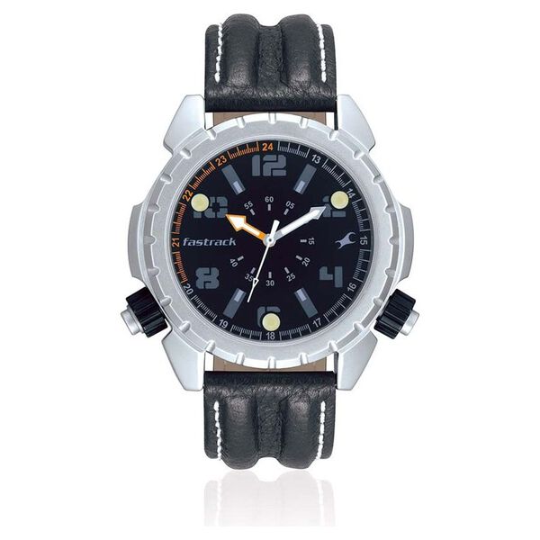 Fastrack Quartz Analog Black Dial Leather Strap Watch for Guys - image number 0