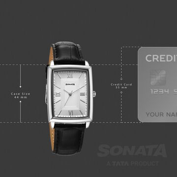 Sonata Festive Quartz Analog Silver Dial Leather Strap Watch For Men