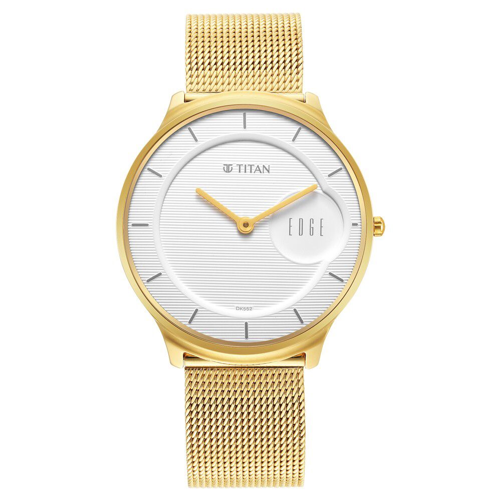 Buy Online Titan Edge Slim Stainless Steel Strap White Dial Analog Watch for Men ns1843ym01 Titan