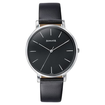 Sonata Pastel Play Quartz Analog Black Dial Leather Strap Watch For Women