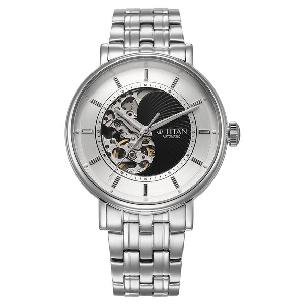 Titan Yin Yang Skeletal Automatic Analog with Black Dial Silver Stainless Steel Strap Watch for Men - image number 1