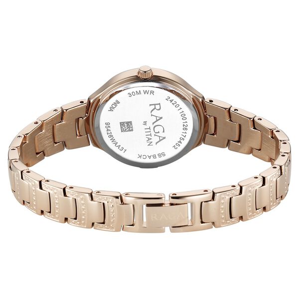 Titan Raga Spotlight Quartz Analog Pink Dial Rose Gold Metal Strap Watch For Women - image number 5